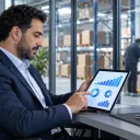 Consultant ALLSAFE présentant un ERP sur tablette à une cliente