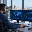 Technicienne du support ALLSAFE au téléphone avec un client