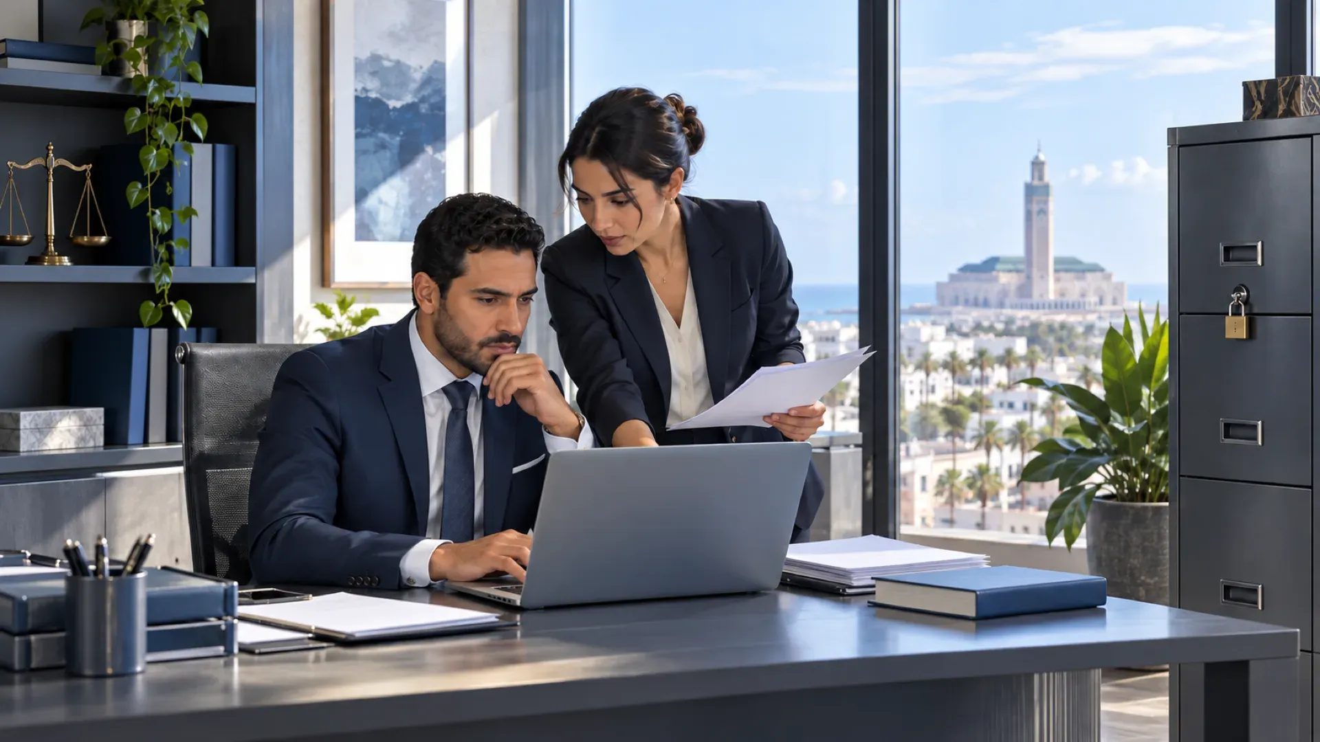 Équipe ALLSAFE SOLUTIONS en réunion autour d’un ordinateur portable