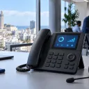 Téléphone IP moderne sur un bureau